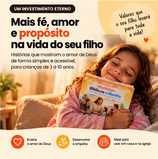 Menina abraçando o ebook Histórias Bíblicas Infantis